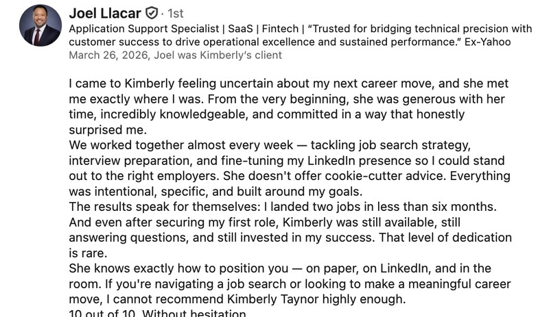 Joel Llacar, Application Support Specialist, landed 2 jobs in less than 6 months